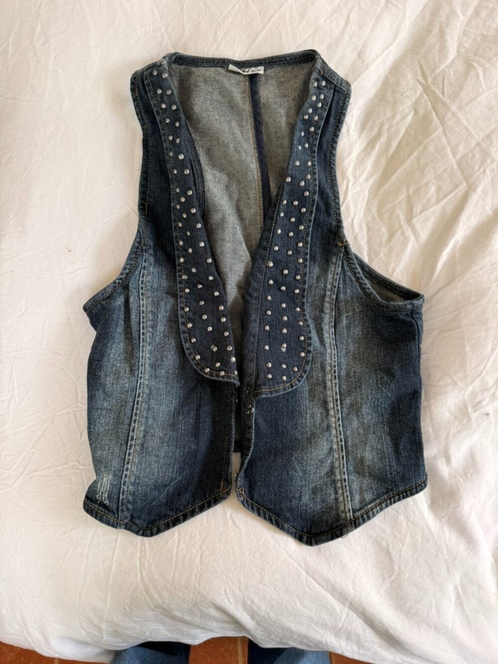 Studded Denim Vest, Womens
